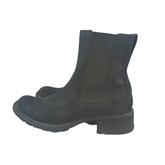 Timberland Black Leather Combat Boots Women's Black Lug Sole Booties Size 7 - Picture 4 of 13